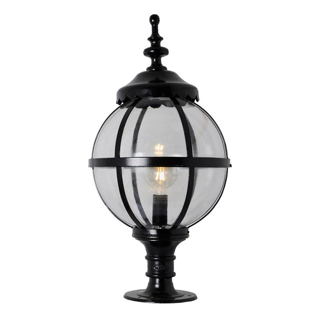 Victorian globe pier light for flat pier caps