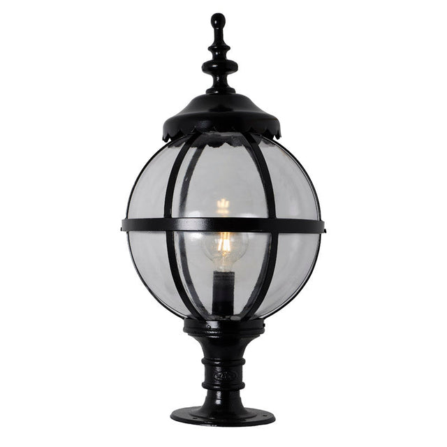 Victorian globe pier light for flat pier caps