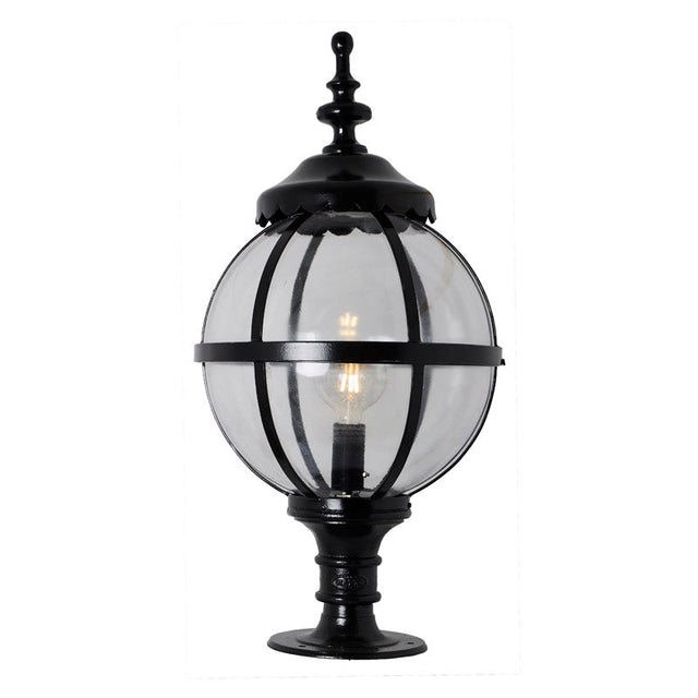 Victorian globe pier light for flat pier caps