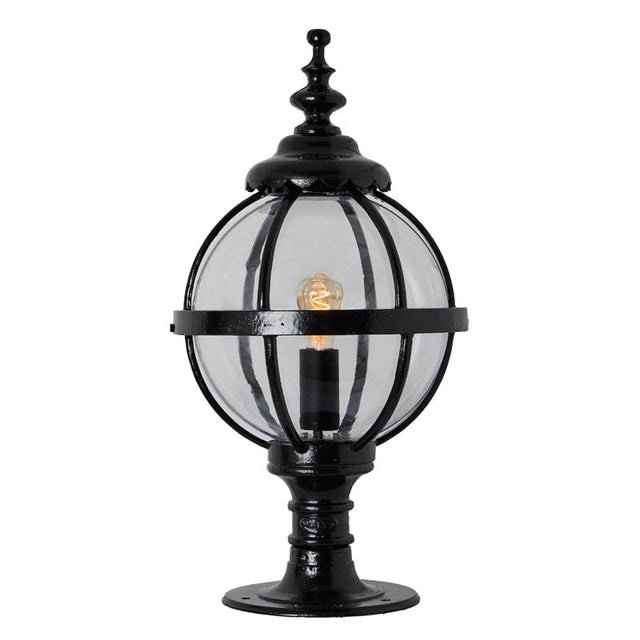 Victorian globe pier light in cast iron for flat pier caps