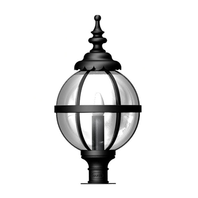 Victorian globe pier light in cast iron for narrow pier caps