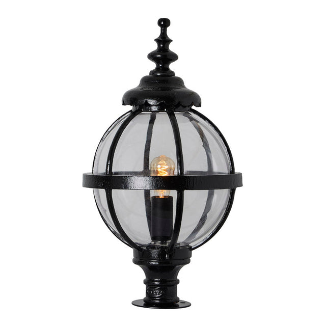 Victorian globe pier light in cast iron for narrow pier caps