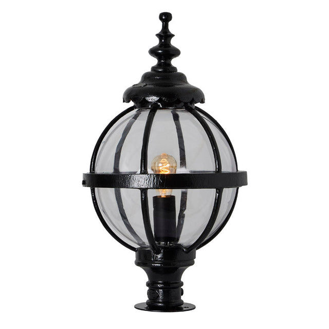 Victorian globe pier light in cast iron for narrow pier caps