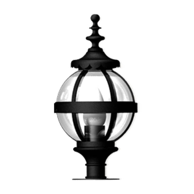 Victorian globe pier light in cast iron for narrow pier caps