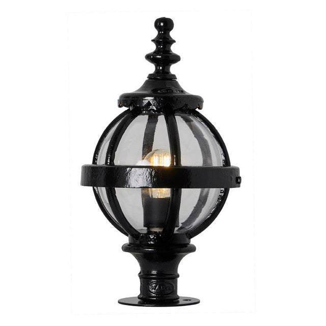 Victorian globe pier light in cast iron for narrow pier caps