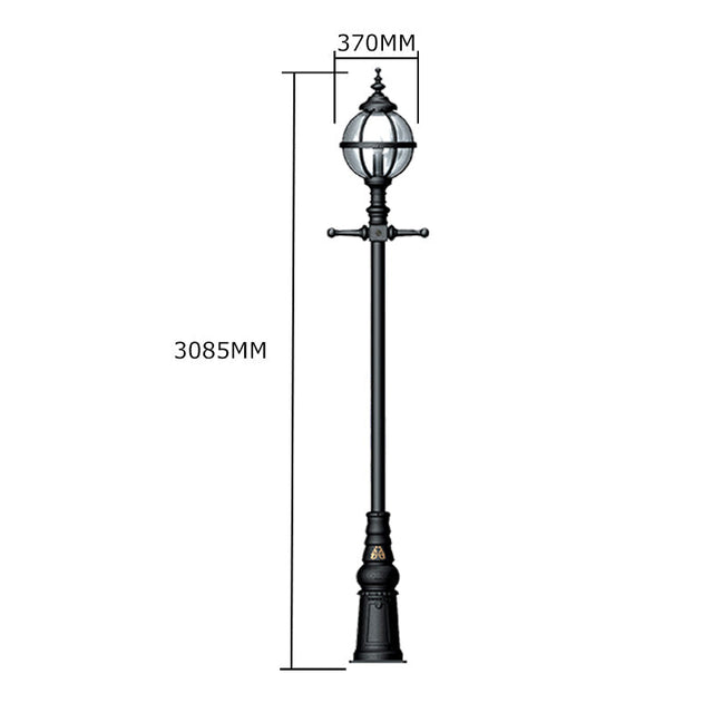 Victorian style globe lamp post in cast iron