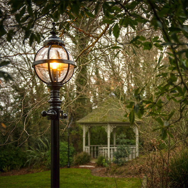 Victorian style globe lamp post in cast iron