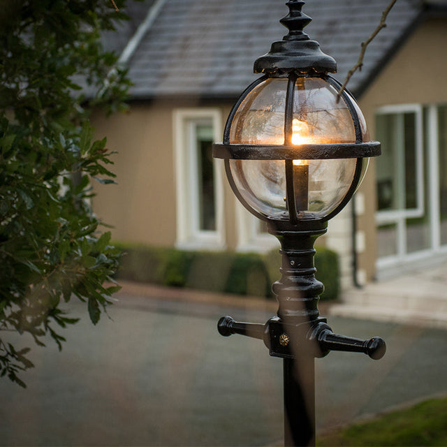 Victorian style globe lamp post in cast iron