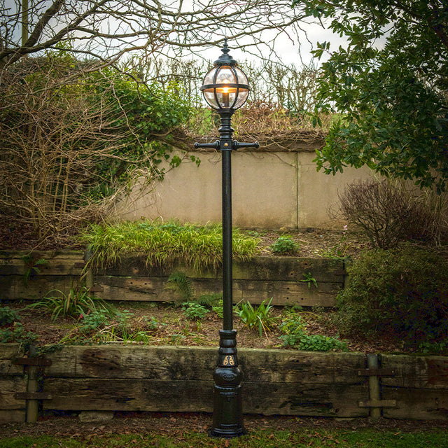 Victorian style globe lamp post in cast iron