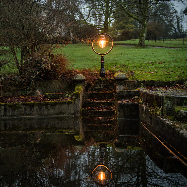 Classic railway style pedestal light in cast iron and steel