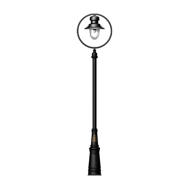 Classic railway style lamp post in cast iron and steel