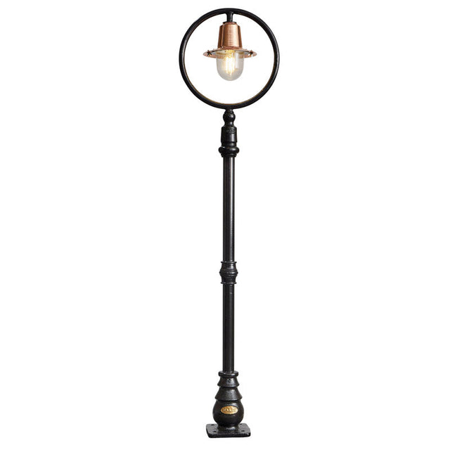 Copper railway style lamp post in cast iron and steel