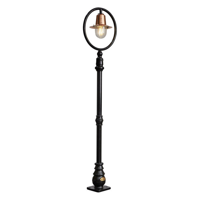 Copper railway style lamp post in cast iron and steel