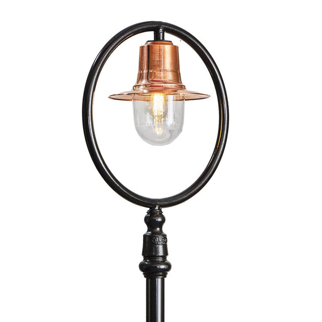 Copper railway style lamp post in cast iron and steel