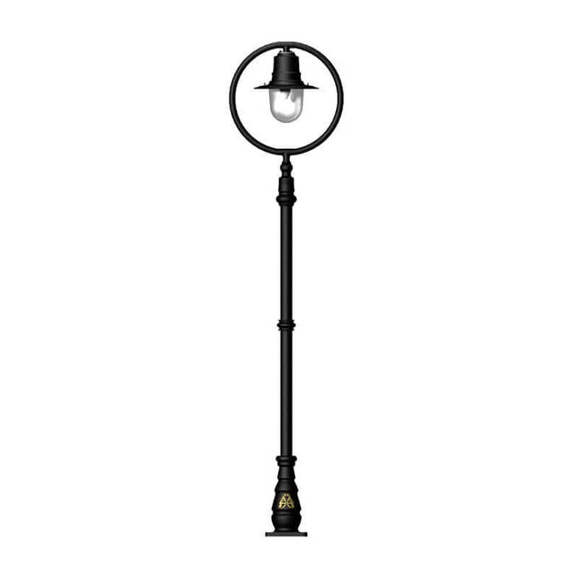 Classic railway style lamp post in cast iron and steel