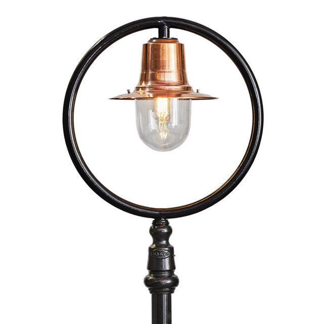 Copper railway style lamp post in cast iron and steel