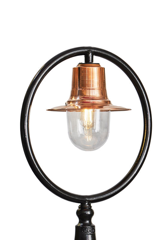 Copper railway style lamp post in cast iron and steel