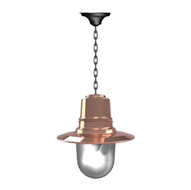 Copper railway style hanging light with chain