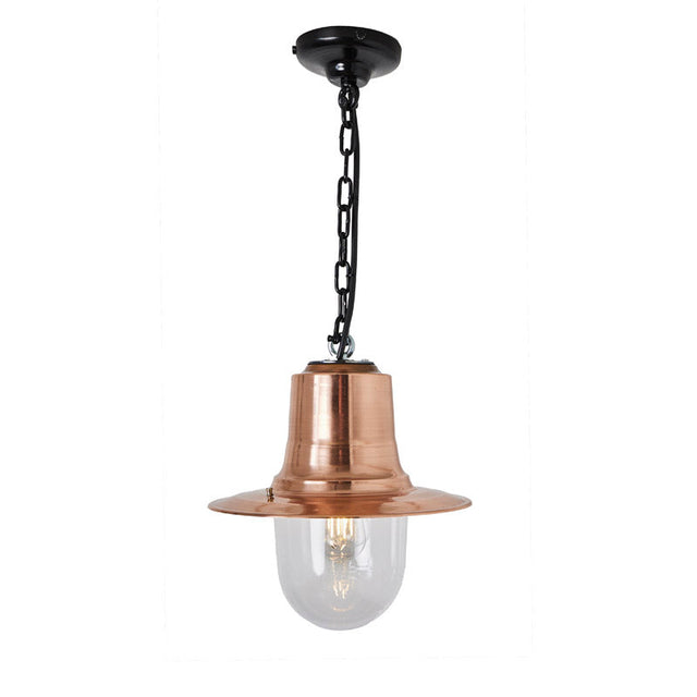 Copper railway style hanging light with chain