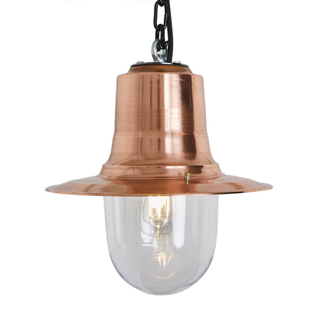 Copper railway style hanging light with chain