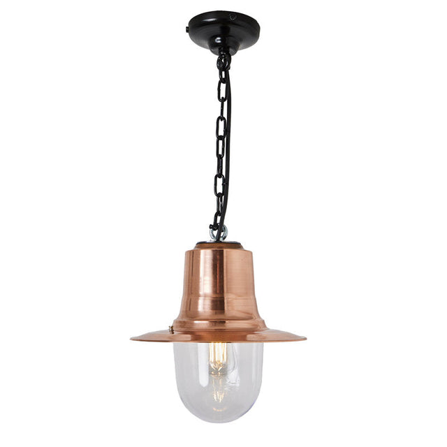 Copper railway style hanging light with chain