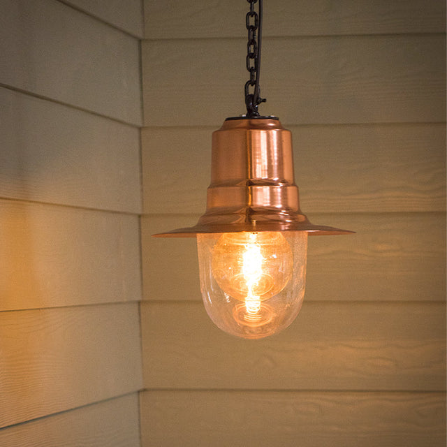 Copper railway style hanging light with chain