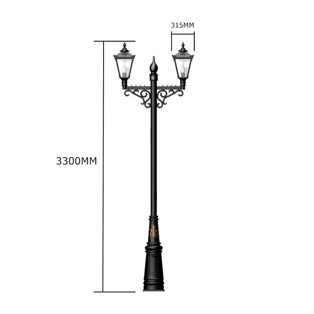 Victorian style large double headed lamp post