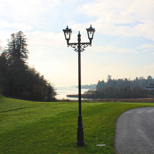 Victorian style large double headed lamp post