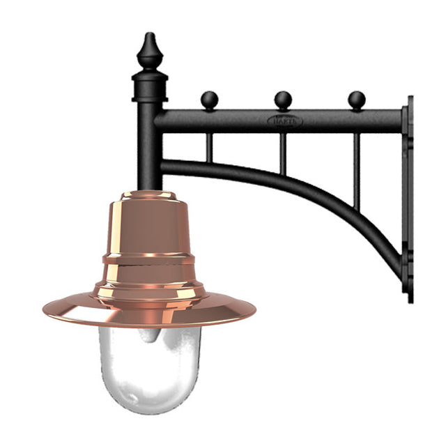 Copper railway style wall light in cast iron and steel