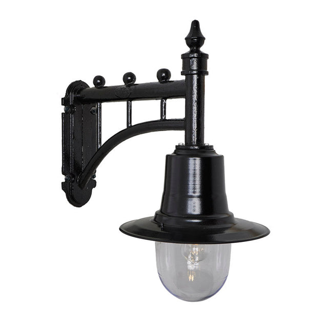 Classic railway style wall light in cast iron and steel