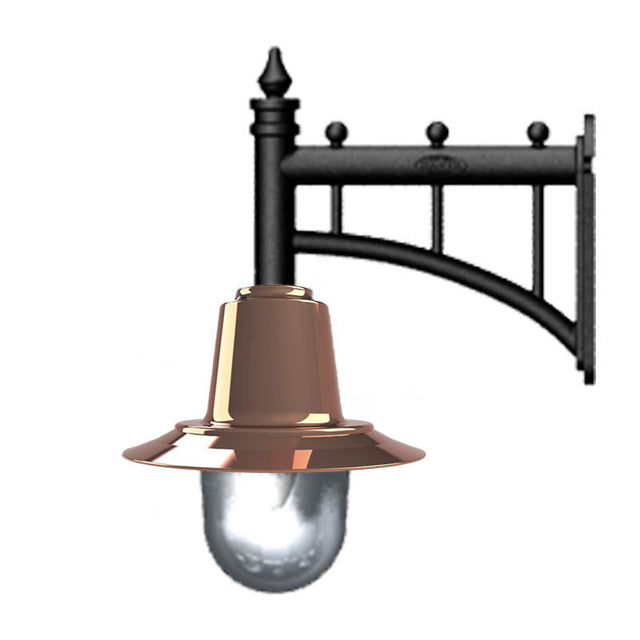 Copper railway style wall light in cast iron and steel