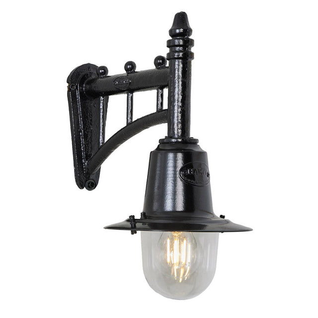 Classic railway style wall light in cast iron and steel