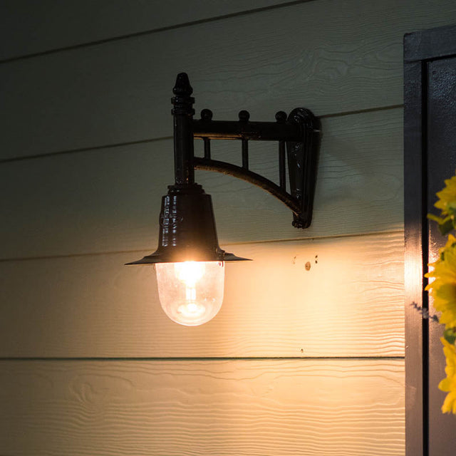 Classic railway style wall light in cast iron and steel