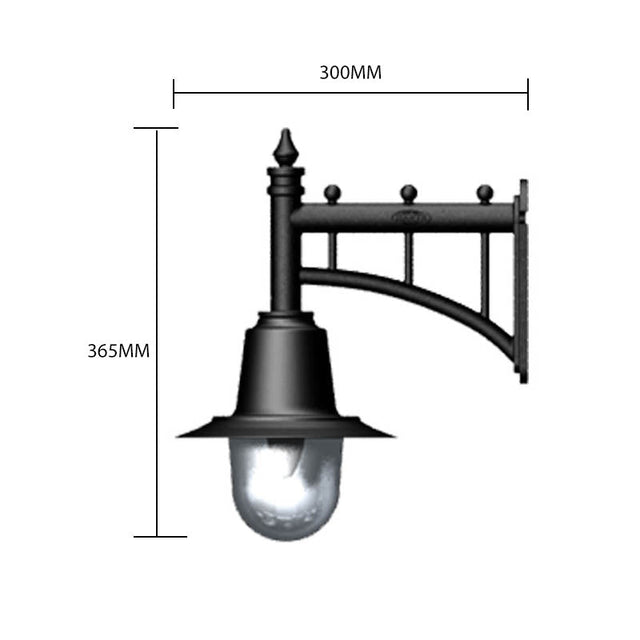 Classic railway style wall light in cast iron and steel