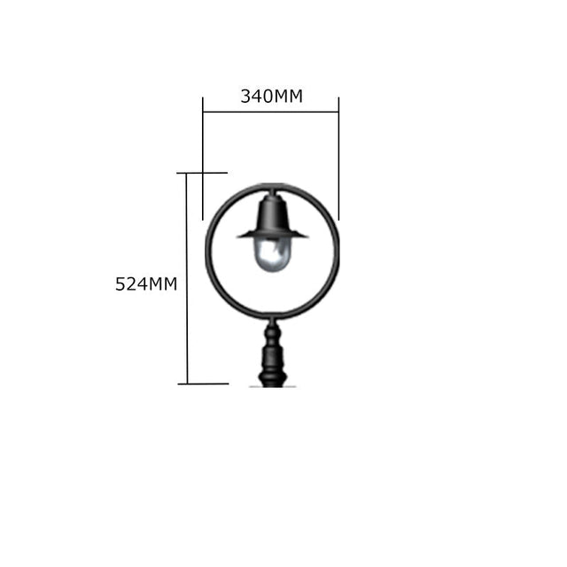 Classic railway style pier light for narrow pier caps