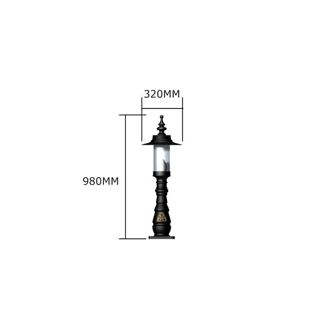 Georgian style pedestal light in cast iron and steel