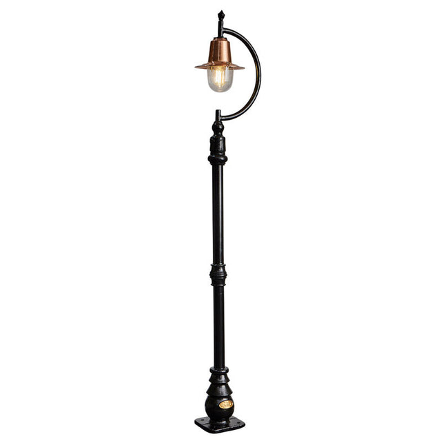 Vintage tear drop lamp post in copper, cast iron and steel