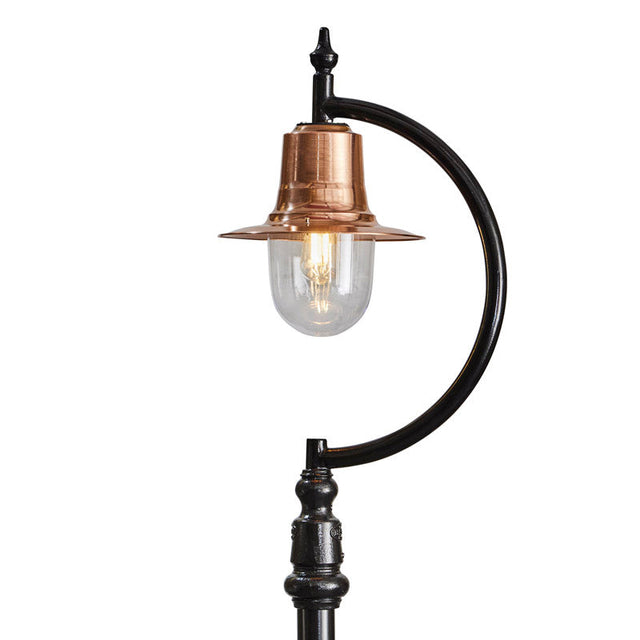 Vintage tear drop lamp post in copper, cast iron and steel