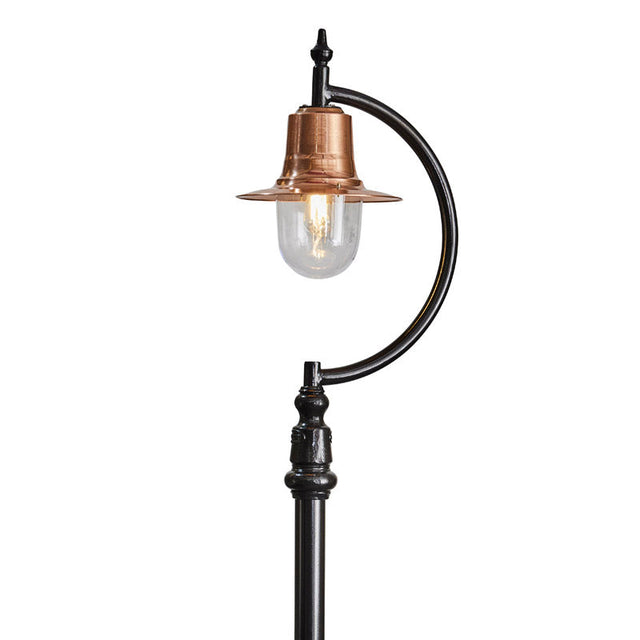 Vintage tear drop lamp post in copper, cast iron and steel