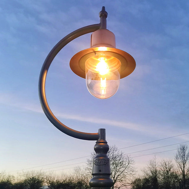 Vintage tear drop lamp post in copper, cast iron and steel