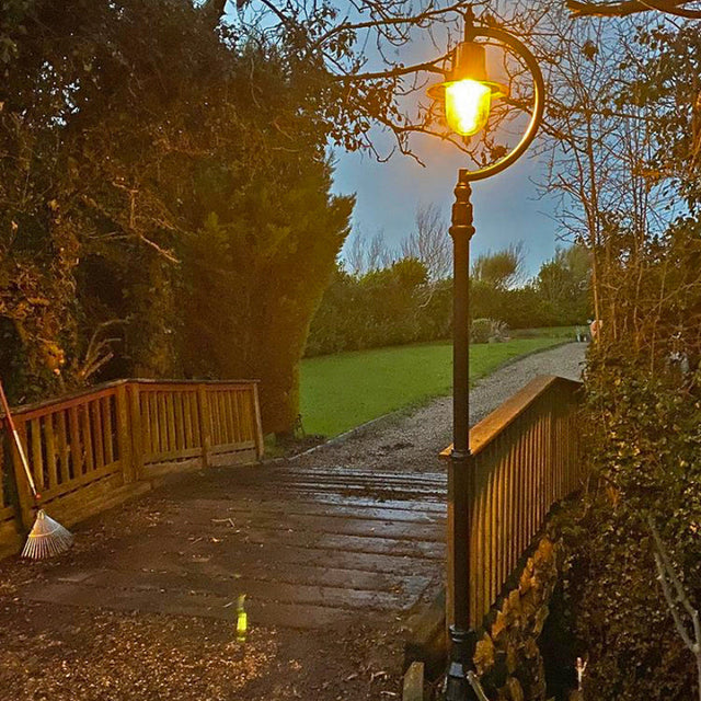 Vintage tear drop lamp post in copper, cast iron and steel