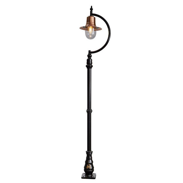 Vintage tear drop lamp post in copper, cast iron and steel