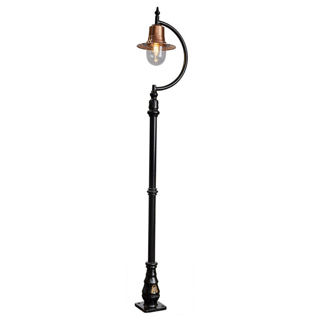 Vintage tear drop lamp post in copper, cast iron and steel