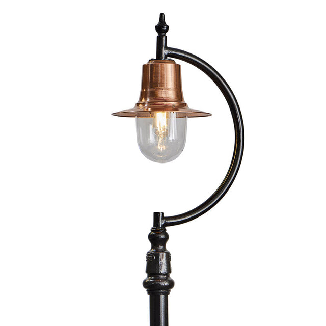 Vintage tear drop lamp post in copper, cast iron and steel