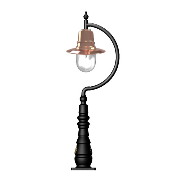 Vintage tear drop pedestal light in copper and cast iron