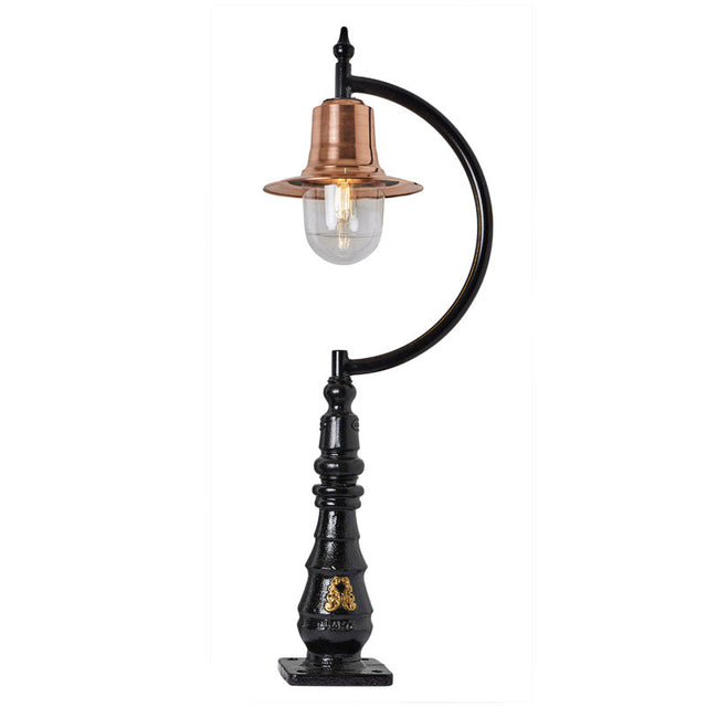 Vintage tear drop pedestal light in copper and cast iron