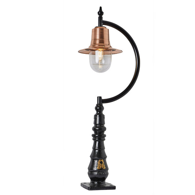 Vintage tear drop pedestal light in copper and cast iron