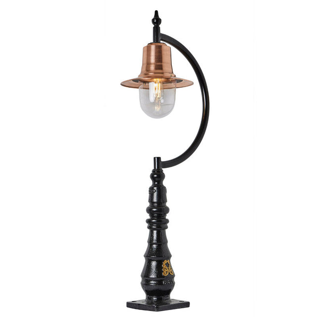 Vintage tear drop pedestal light in copper and cast iron