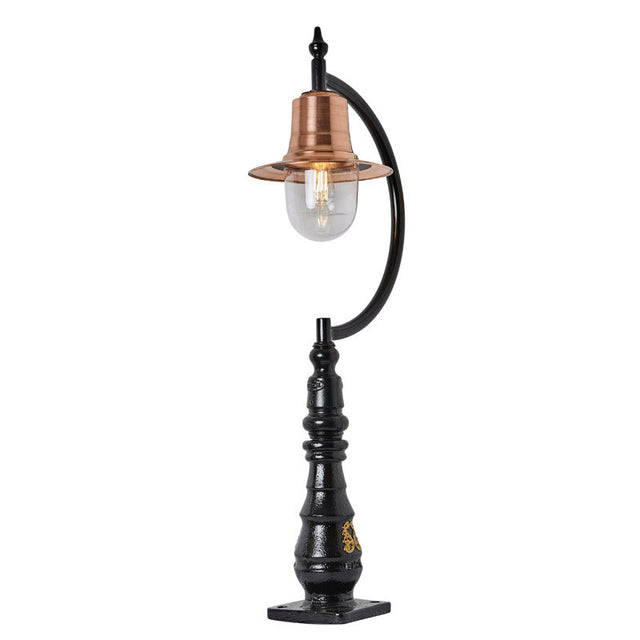 Vintage tear drop pedestal light in copper and cast iron