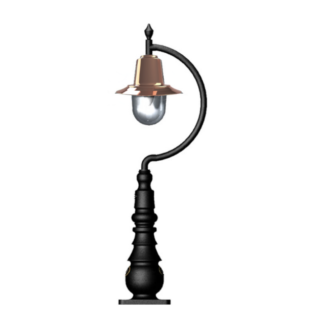 Vintage tear drop pedestal light in copper and cast iron